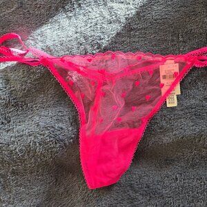 Victoria's Secret Pink! bright pink wink double strap mesh G-string Panties XL